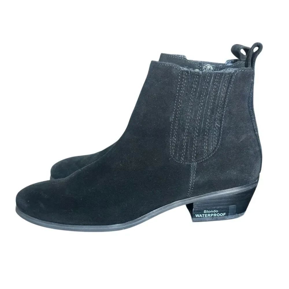Blondo Sydney Black Suede Waterproof Booties Size 6.5